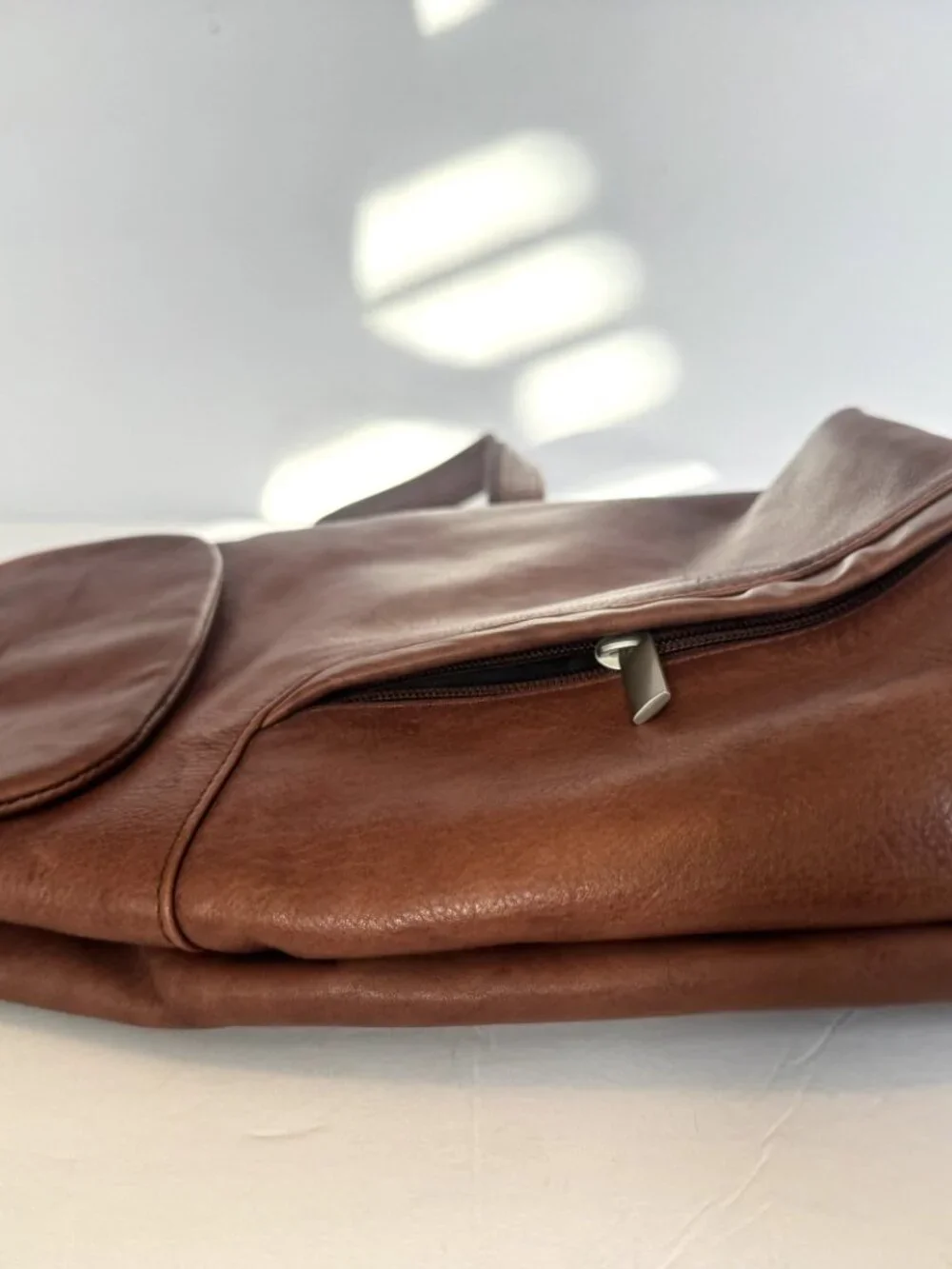 S1 PELLE MONTALCINO Genuine Italian Leather Backpack Rucksack Cognac Brown